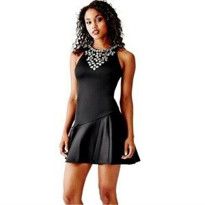Guess Little Black Dress Cocktail Bling Scuba Mirror Bib Tank Sleeveless - XS
